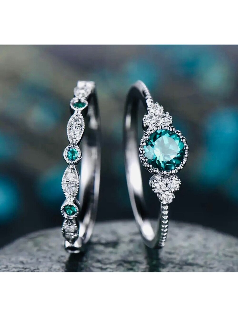 New - Gorgeous - Crystal Stacking Ring Set - Size 8
